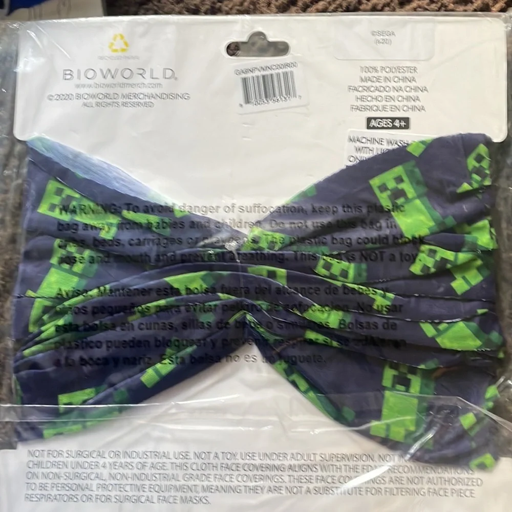 Minecraft Green & Black All Over Print Character Kids Gaiter - Picture 4 of 4